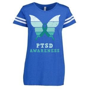 PTSD Awareness Hope Support Love Butterflt Ribbon Enza Ladies Jersey Football T-Shirt