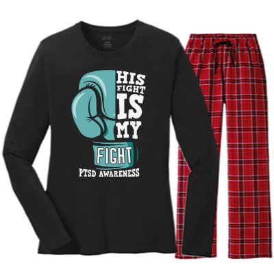 PTSD Awareness His Fight Is My Fight Women's Long Sleeve Flannel Pajama Set 