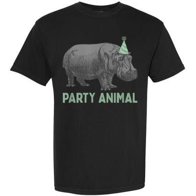Party Animal Hippo Birthday Gift Funny Hippo Birthday Gift Garment-Dyed Heavyweight T-Shirt