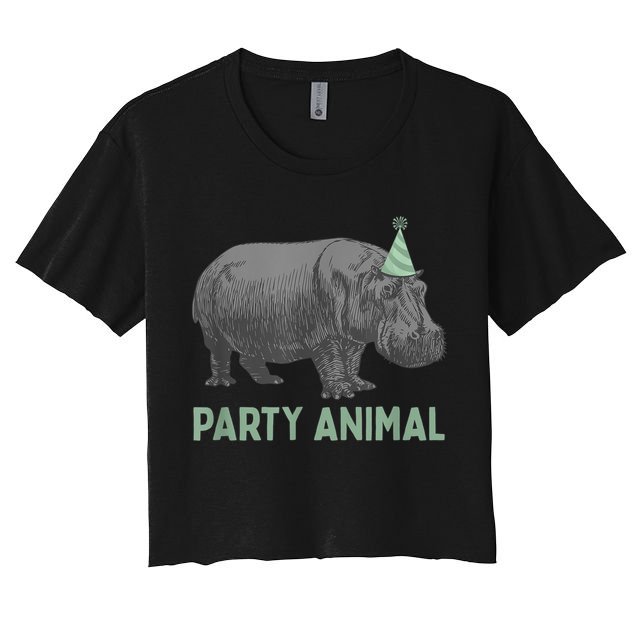 Party Animal Hippo Birthday Gift Funny Hippo Birthday Gift Crop Top