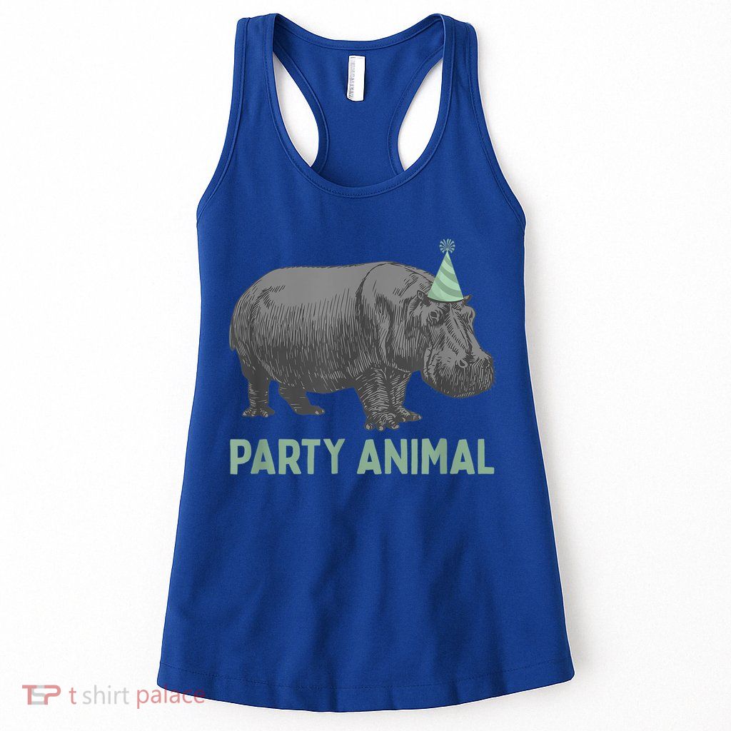 Party Animal Hippo Birthday Gift Funny Hippo Birthday Gift Womens Tank Top