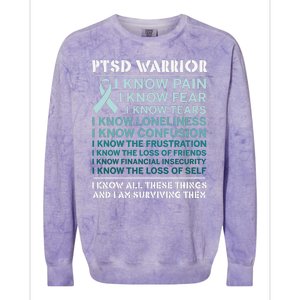 PTSD Awareness Hope Support Love Ribbon Colorblast Crewneck Sweatshirt