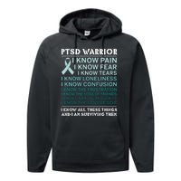 PTSD Awareness Hope Support Love Ribbon Performance Fleece Hoodie