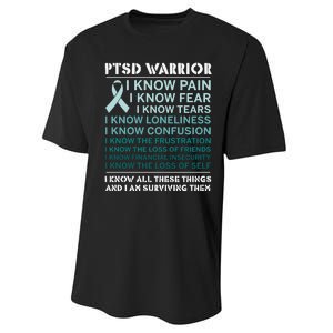 PTSD Awareness Hope Support Love Ribbon Performance Sprint T-Shirt