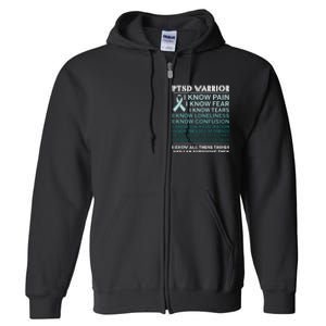 PTSD Awareness Hope Support Love Ribbon Full Zip Hoodie