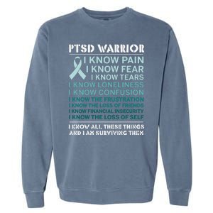 PTSD Awareness Hope Support Love Ribbon Garment-Dyed Sweatshirt