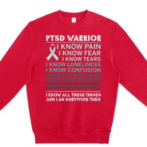 PTSD Awareness Hope Support Love Ribbon Premium Crewneck Sweatshirt