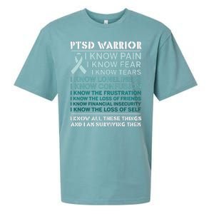 PTSD Awareness Hope Support Love Ribbon Sueded Cloud Jersey T-Shirt