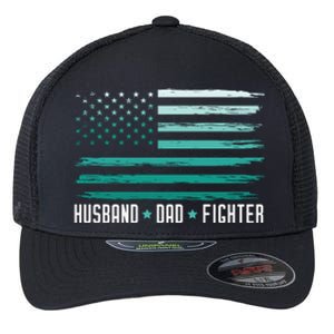 PTSD Awareness Husband Dad Fighter American Flag Flexfit Unipanel Trucker Cap