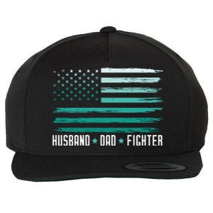 PTSD Awareness Husband Dad Fighter American Flag Wool Snapback Cap