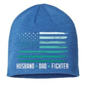 PTSD Awareness Husband Dad Fighter American Flag Sustainable Beanie