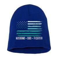 PTSD Awareness Husband Dad Fighter American Flag Short Acrylic Beanie