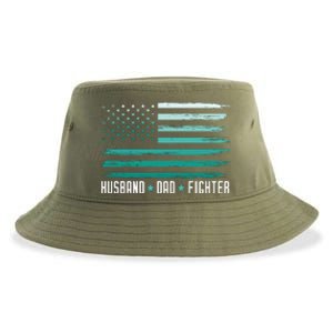 PTSD Awareness Husband Dad Fighter American Flag Sustainable Bucket Hat