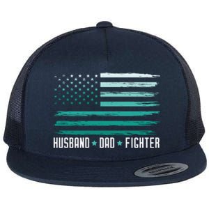 PTSD Awareness Husband Dad Fighter American Flag Flat Bill Trucker Hat