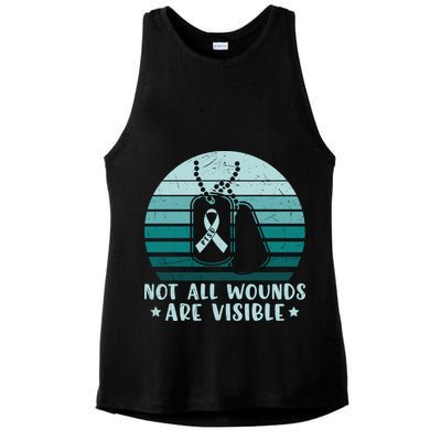 PTSD Awareness Hope Support Love Not All Wounds Are Visible Ladies PosiCharge Tri-Blend Wicking Tank