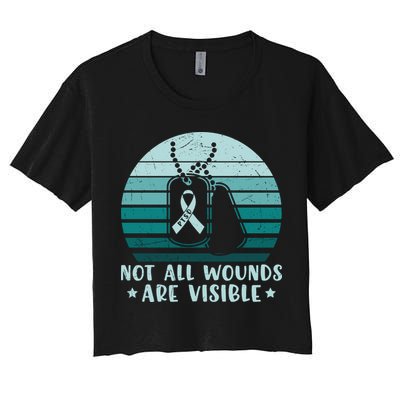 PTSD Awareness Hope Support Love Not All Wounds Are Visible Crop Top