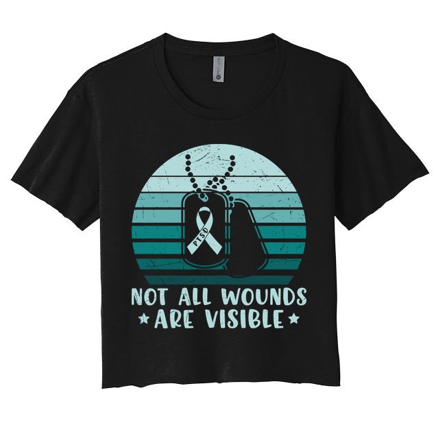 PTSD Awareness Hope Support Love Not All Wounds Are Visible Crop Top