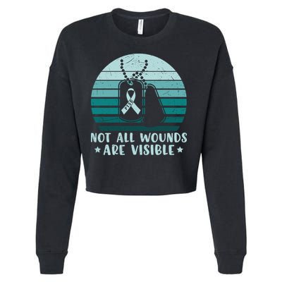 PTSD Awareness Hope Support Love Not All Wounds Are Visible Cropped Pullover Crew