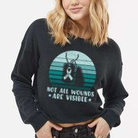 PTSD Awareness Hope Support Love Not All Wounds Are Visible Cropped Pullover Crew