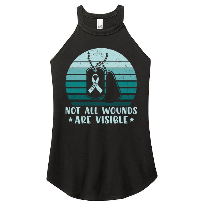 PTSD Awareness Hope Support Love Not All Wounds Are Visible Women's Perfect Tri Rocker Tank