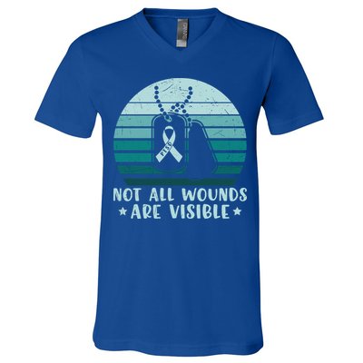 PTSD Awareness Hope Support Love Not All Wounds Are Visible V-Neck T-Shirt