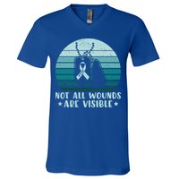 PTSD Awareness Hope Support Love Not All Wounds Are Visible V-Neck T-Shirt
