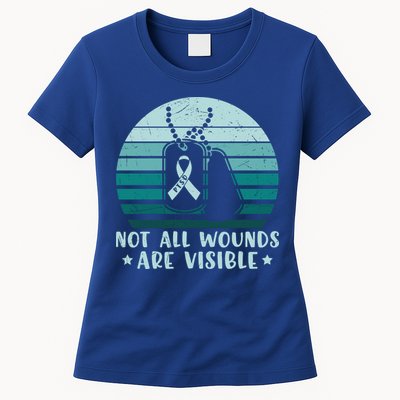 PTSD Awareness Hope Support Love Not All Wounds Are Visible Womens T-Shirt