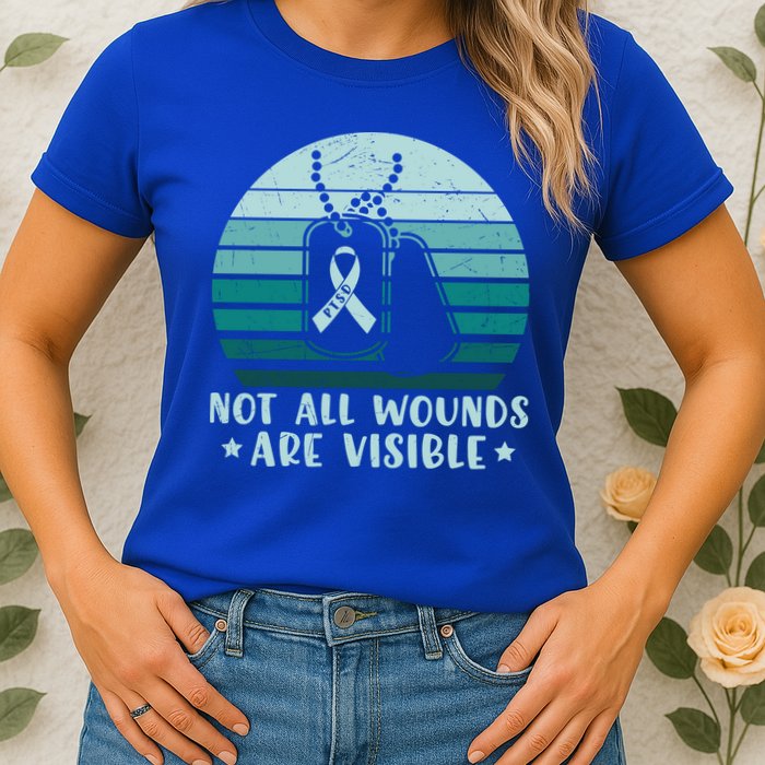 PTSD Awareness Hope Support Love Not All Wounds Are Visible Womens T-Shirt