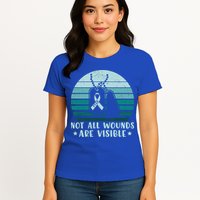 PTSD Awareness Hope Support Love Not All Wounds Are Visible Womens T-Shirt