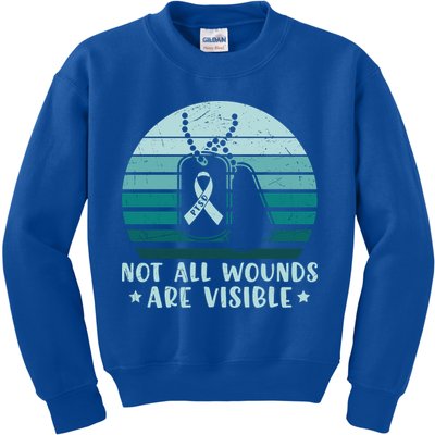 PTSD Awareness Hope Support Love Not All Wounds Are Visible Kids Sweatshirt