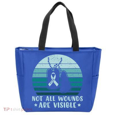 PTSD Awareness Hope Support Love Not All Wounds Are Visible Zip Tote Bag