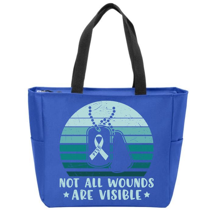 PTSD Awareness Hope Support Love Not All Wounds Are Visible Zip Tote Bag
