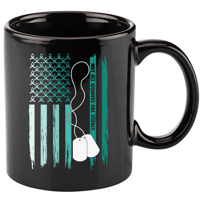 PTSD Awareness Hope Support Love Not All Wounds Are Visible 11oz C Handle Ceramic Mug