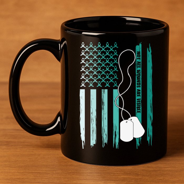 PTSD Awareness Hope Support Love Not All Wounds Are Visible 11oz C Handle Ceramic Mug