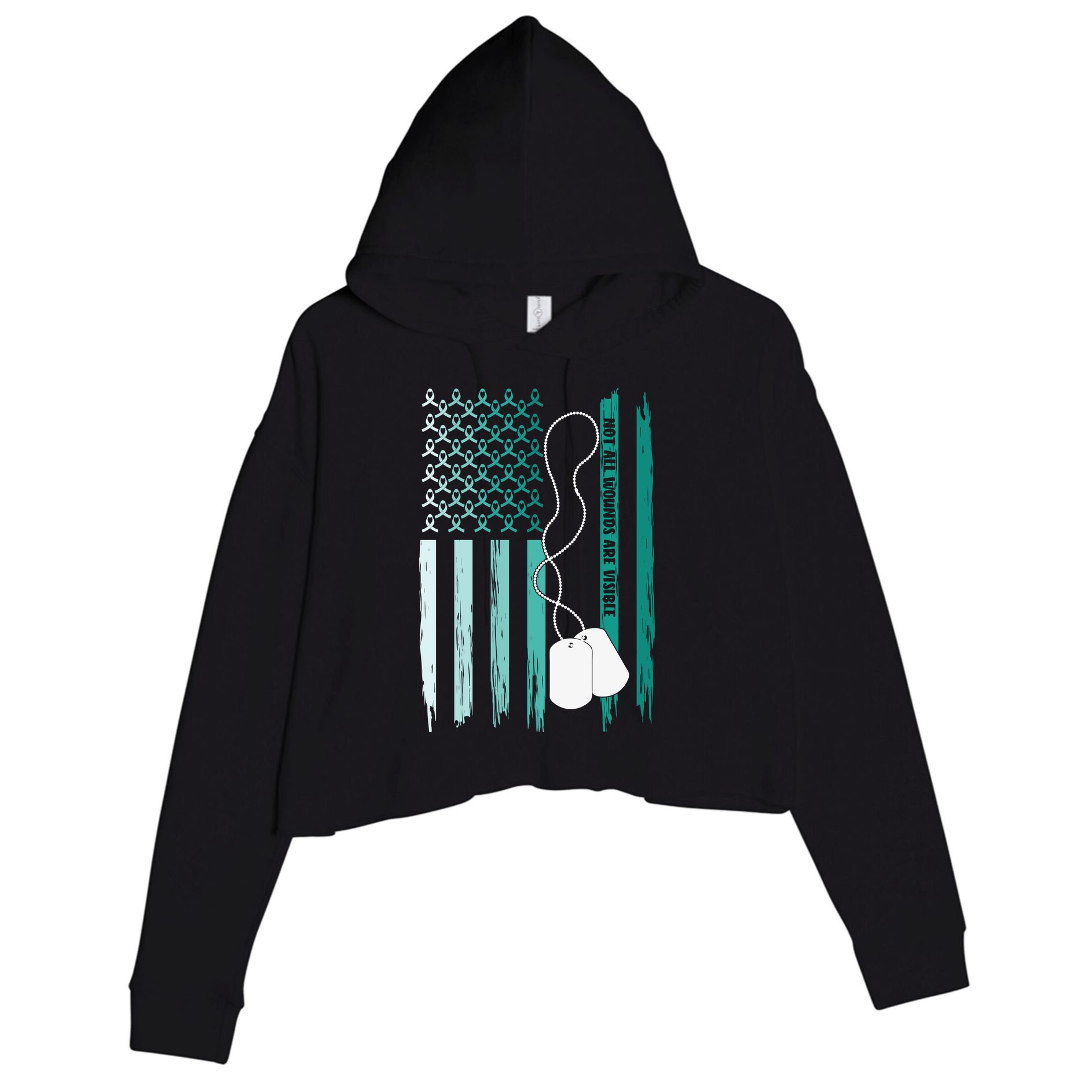 PTSD Awareness Hope Support Love Not All Wounds Are Visible Crop Fleece Hoodie