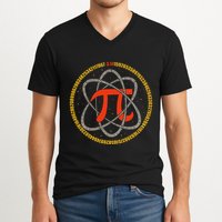 Pi Atom Happy Pi Day Pi Number 3.14 Math Teacher Student .Png V-Neck T-Shirt