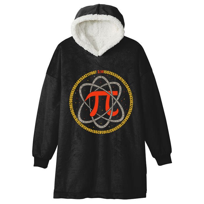 Pi Atom Happy Pi Day Pi Number 3.14 Math Teacher Student .Png Hooded Wearable Blanket