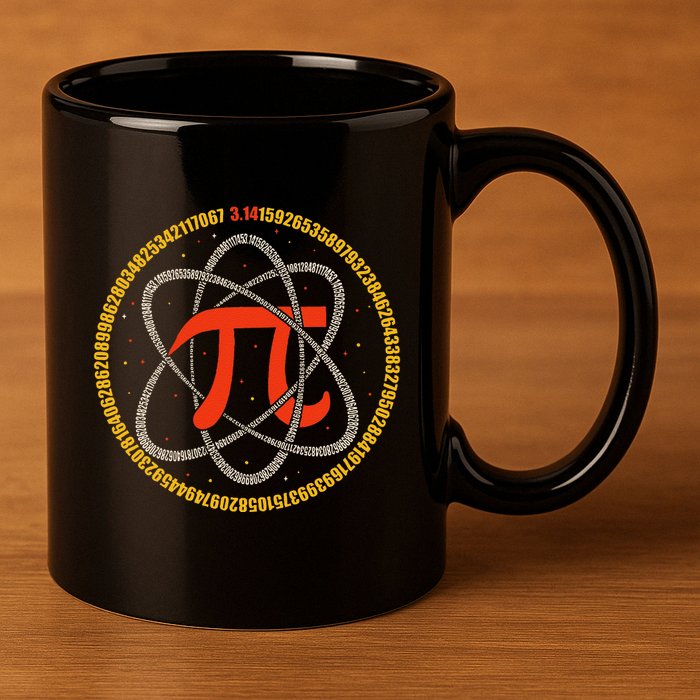 Pi Atom Happy Pi Day Pi Number 3.14 Math Teacher Student .Png 11oz C Handle Ceramic Mug