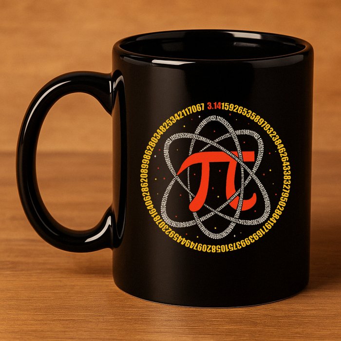 Pi Atom Happy Pi Day Pi Number 3.14 Math Teacher Student .Png 11oz C Handle Ceramic Mug