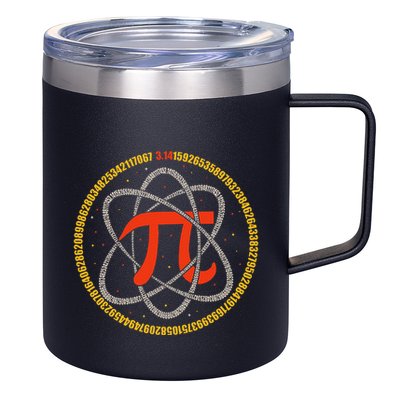 Pi Atom Happy Pi Day Pi Number 3.14 Math Teacher Student .Png 12oz Stainless Steel Coffee Mug