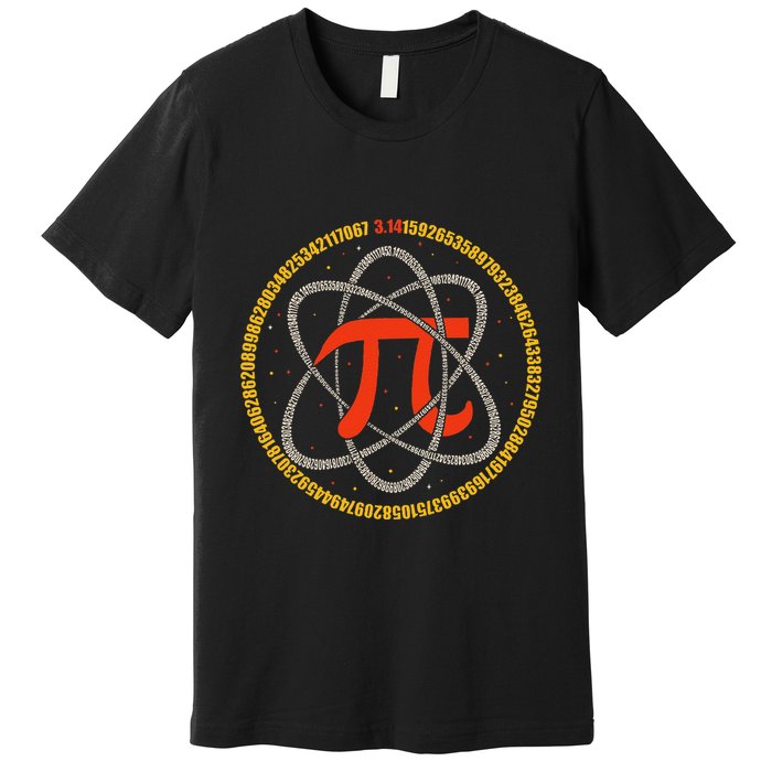 Pi Atom Happy Pi Day Pi Number 3.14 Math Teacher Student .Png Premium T-Shirt