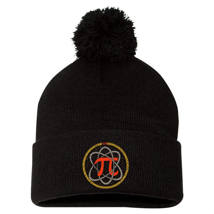 Pi Atom Happy Pi Day Pi Number 3.14 Math Teacher Student .Png Pom Pom 12in Knit Beanie