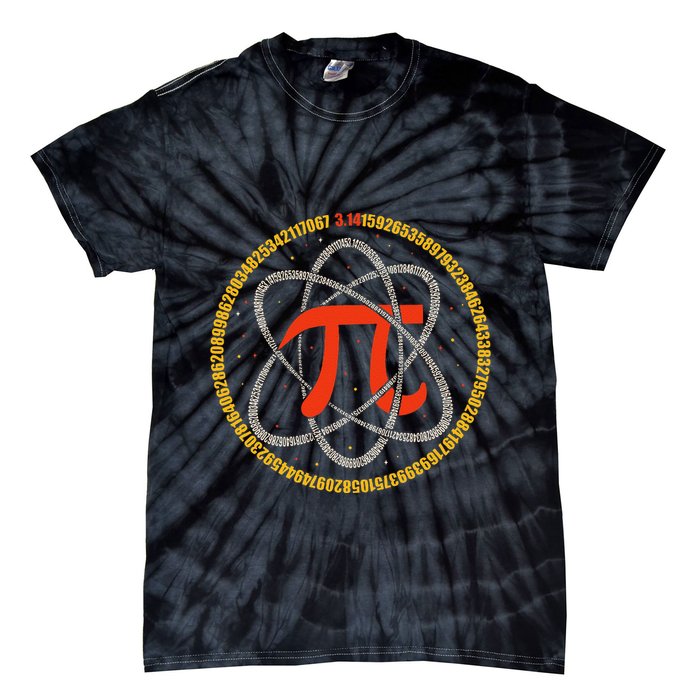 Pi Atom Happy Pi Day Pi Number 3.14 Math Teacher Student .Png Tie-Dye T-Shirt