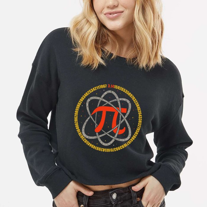 Pi Atom Happy Pi Day Pi Number 3.14 Math Teacher Student .Png Cropped Pullover Crew