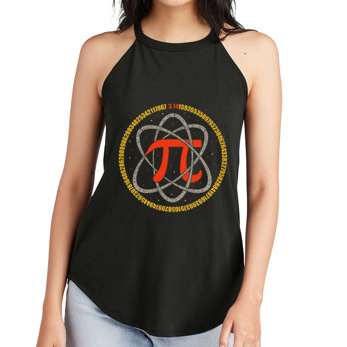 Pi Atom Happy Pi Day Pi Number 3.14 Math Teacher Student .Png Women's Perfect Tri Rocker Tank