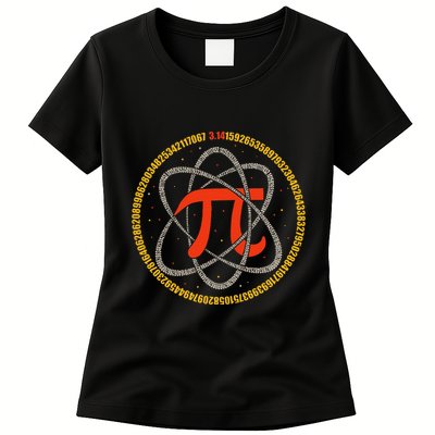 Pi Atom Happy Pi Day Pi Number 3.14 Math Teacher Student .Png Womens T-Shirt