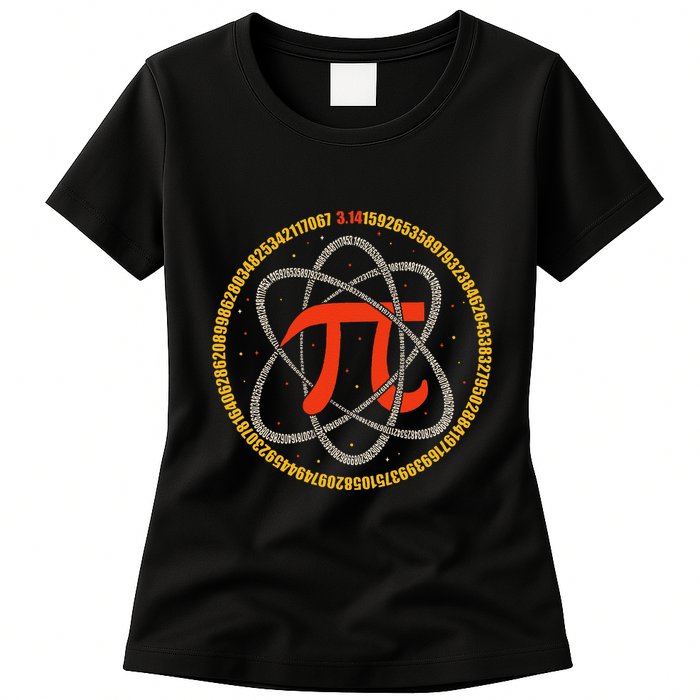 Pi Atom Happy Pi Day Pi Number 3.14 Math Teacher Student .Png Womens T-Shirt