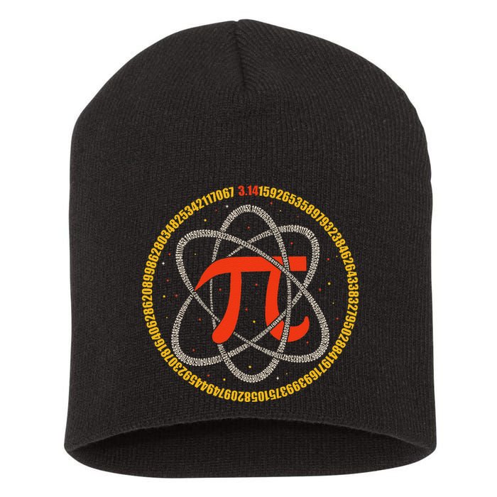 Pi Atom Happy Pi Day Pi Number 3.14 Math Teacher Student .Png Short Acrylic Beanie