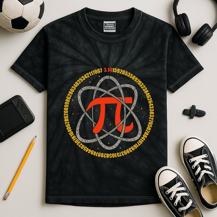 Pi Atom Happy Pi Day Pi Number 3.14 Math Teacher Student .Png Kids Tie-Dye T-Shirt
