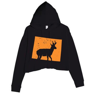 Pronghorn Antelope Hunting In Wyoming. Crop Fleece Hoodie